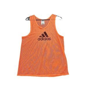 Adidas Neon Orange Mesh Tank Womens Small Logo Sleeveless Workout Top